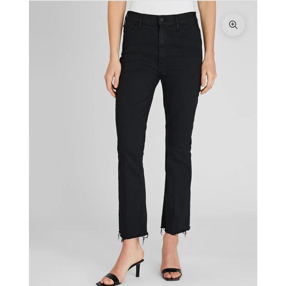 MOTHER The Hustler Ankle Fray Black Denim High Waist Flare Size 30 - Picture 1 of 8